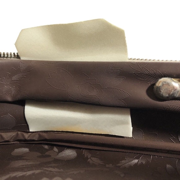 Small Travel Bag Suitcase 1970s Floral Striped Tropical Stripes Zipper Pocket - Picture 14 of 16